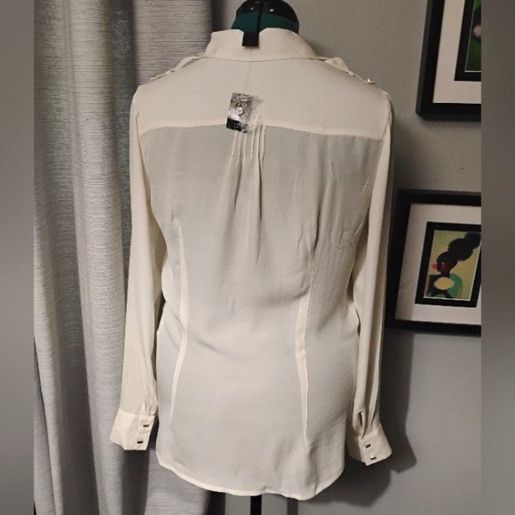White House Black Market Long Sleeved Silk Bouse, Sz 8 - Picture 6 of 11